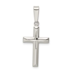 Solid 925 Sterling Silver Diamond-Cut Cross Pendant Charm Small - 23mm x 13mm - Jewelry Gifts For Women Wife Mom Gifts For Men Husband Dad