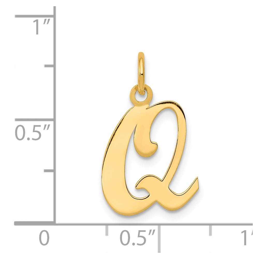 Solid 14k Yellow Gold Initial Letter Q Alphabet Charm Pendant