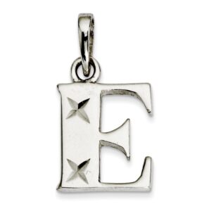 Solid 925 Sterling Silver Diamond-cut Initial Letter E Pendant Alphabet Charm