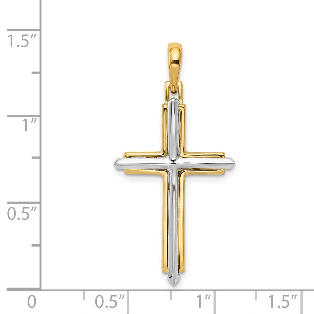 Sonia Jewels 14k Yellow and White Gold Two Tone Unique Cross Pendant Charm - 35mm x 18mm