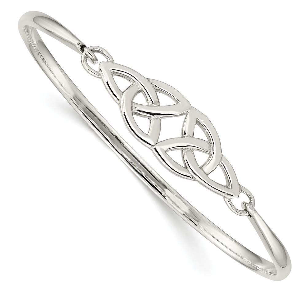 Solid 925 Sterling Silver Celtic Knot Irish Claddagh Bangle Cuff Bracelet