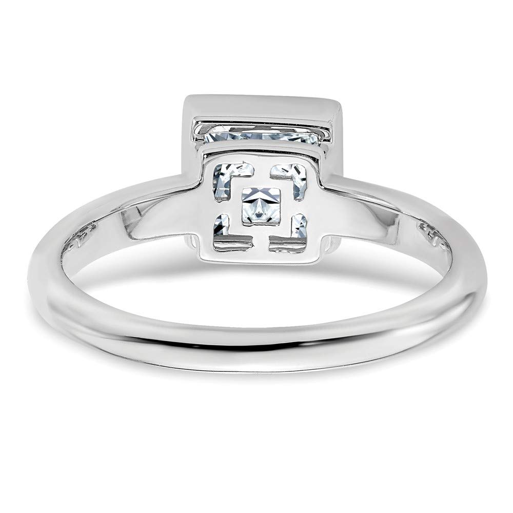 14k White Gold Solitaire 1.7ct. Princess Bezel Moissanite Engagement Ring Size 9