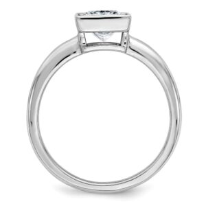 14k White Gold Solitaire 1.7ct. Princess Bezel Moissanite Engagement Ring Size 9