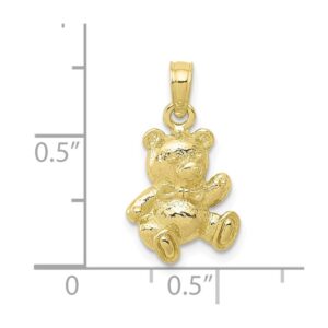 Solid 10k Yellow Gold Teddy Bear Charm Pendant