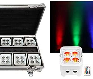 Rockville Best Pack 50 White (8) Battery Wash Lights+Wireless DMX+Charging Case