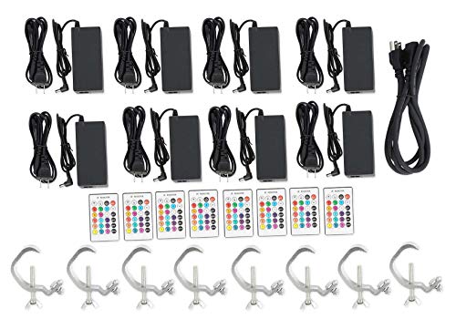 Rockville Best Pack 50 White (8) Battery Wash Lights+Wireless DMX+Charging Case