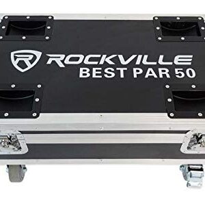 Rockville Best Pack 50 White (8) Battery Wash Lights+Wireless DMX+Charging Case