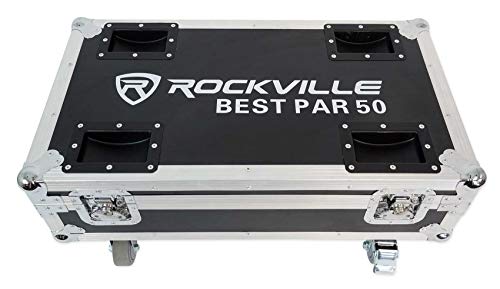 Rockville Best Pack 50 White (8) Battery Wash Lights+Wireless DMX+Charging Case