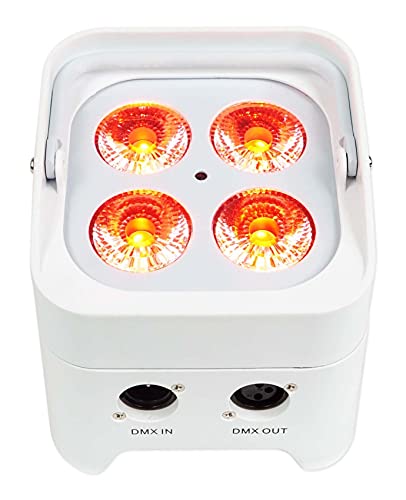 Rockville Best Pack 50 White (8) Battery Wash Lights+Wireless DMX+Charging Case