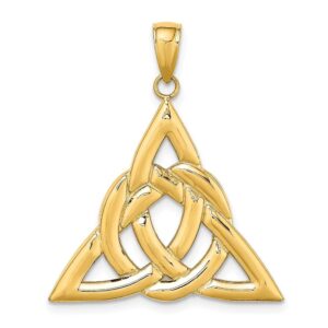 Solid 14k Yellow Gold Large Celtic Knot Irish Claddagh Trinity Irish Celtic Knot Knot Charm Pendant 28mm