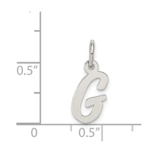 Solid 925 Sterling Silver Small Script Initial Letter G Alphabet Charm Pendant 16mm