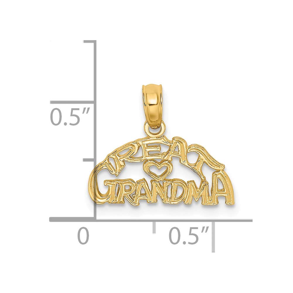 Solid 14k Yellow Gold Block and Engraved Great Grandma Charm Pendant - 11mm x 16mm