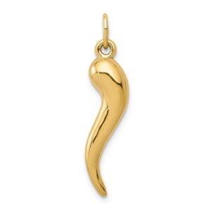 Sonia Jewels 14k Yellow Gold Cornicello Italian Horn Protection Charm Pendant - 25mm x 5mm