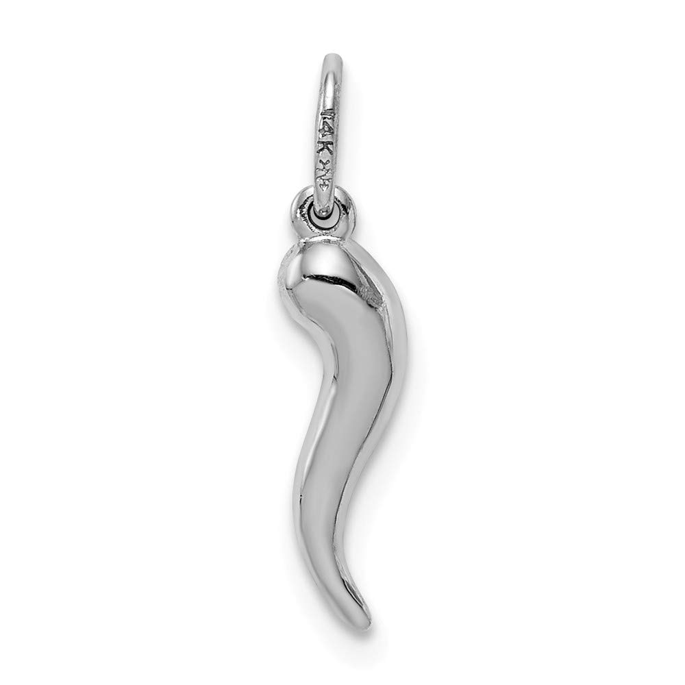 14k White Gold Cornicello Italian Horn Protection Pendant Charm TINY ( 3/4" ) - Jewelry Gifts For Women Wife Mom Gifts For Men Husband Dad