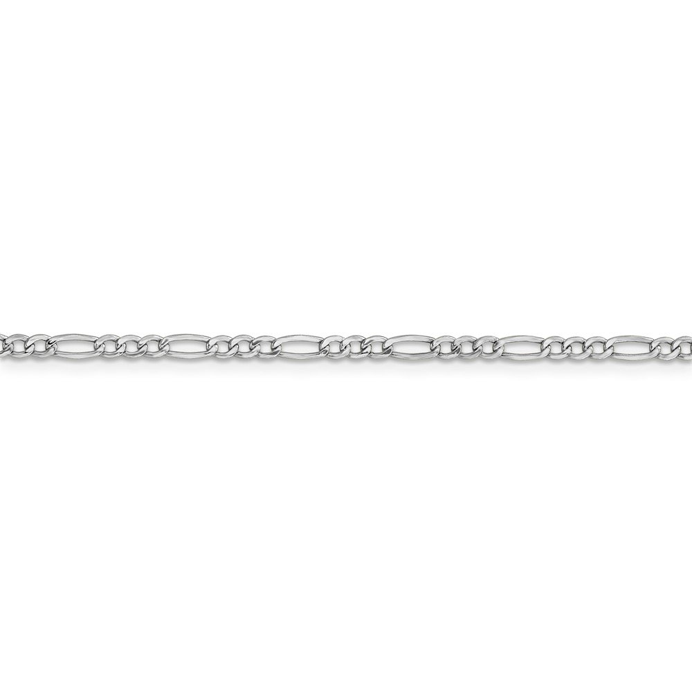 Sonia Jewels 14k White Gold Figaro Chain Necklace - with Secure Lobster Lock Clasp 20" (Width = 2mm)