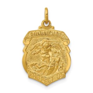 Sonia Jewels 24k Gold-plated 925 Sterling Silver Catholic Patron Saint Michael Badge Pendant Charm Medal - 22mm x 15mm