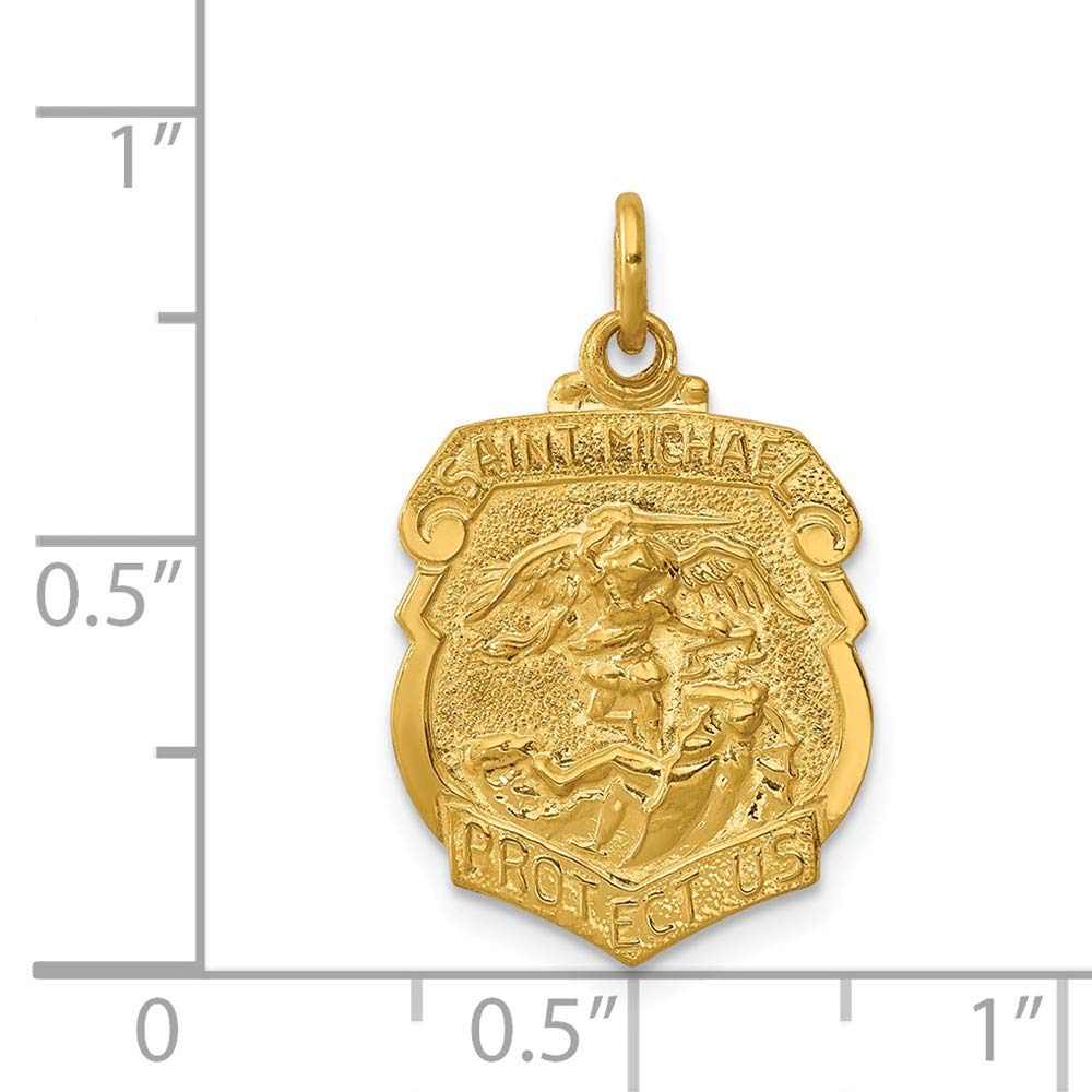 Sonia Jewels 24k Gold-plated 925 Sterling Silver Catholic Patron Saint Michael Badge Pendant Charm Medal - 22mm x 15mm