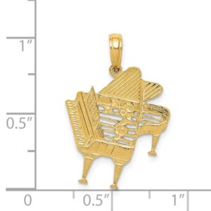 Solid 14k Yellow Gold Piano Pendant Charm - 25mm x 20mm