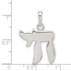 Solid 925 Sterling Silver Chai Pendant Charm 19mm