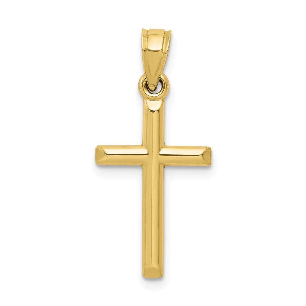 10k Yellow Gold Cross Pendant Charm SMALL - 1 Inch - 24mm x 12mm - Jewelry Gifts For Women Wife Mom Gifts For Men Husband Dad