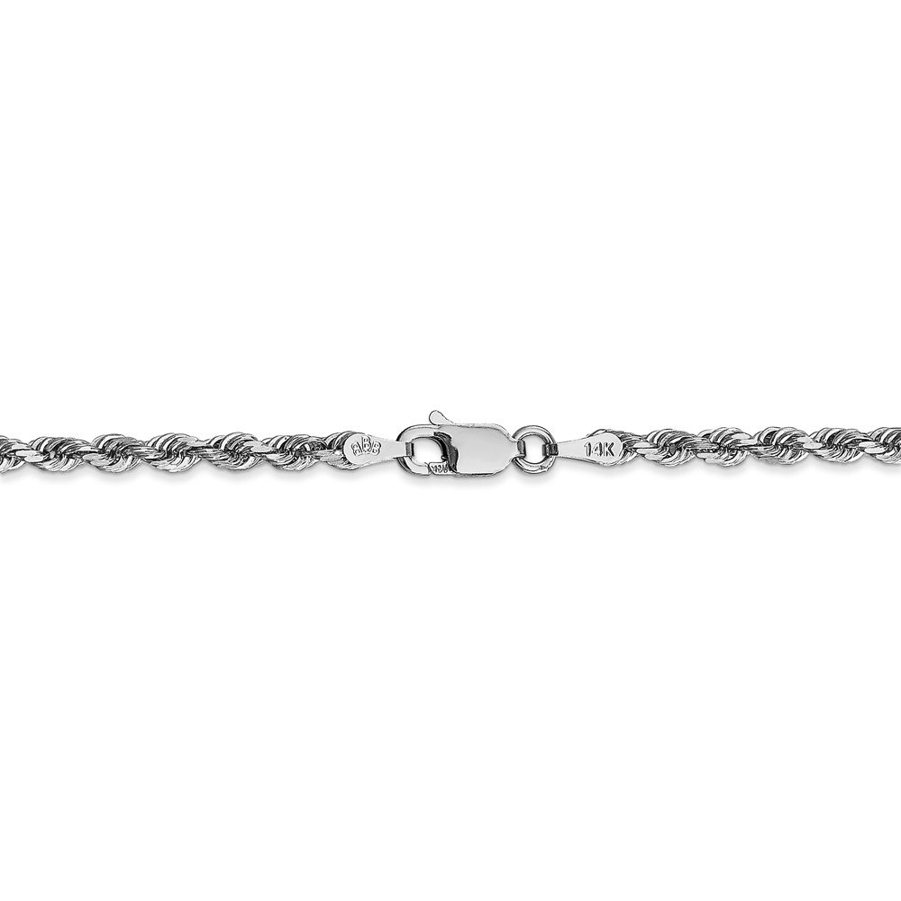 Solid 14k White Gold 3mm Diamond-Cut Quadruple Rope Bracelet - with Secure Lobster Lock Clasp 7"