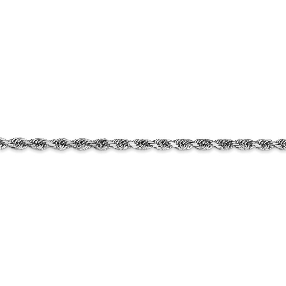 Solid 14k White Gold 3mm Diamond-Cut Quadruple Rope Bracelet - with Secure Lobster Lock Clasp 7"