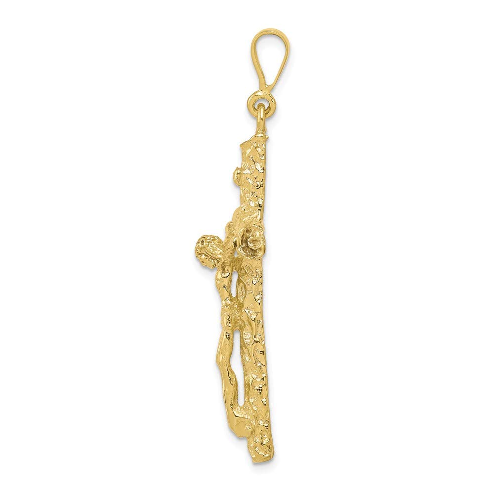 Solid 10k Yellow Gold Cross Crucifix Charm Pendant - 47mm x 24mm