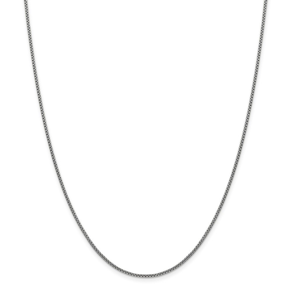 14k White Gold 1.5mm Round Box Chain Necklace - with Secure Lobster Lock Clasp 16"