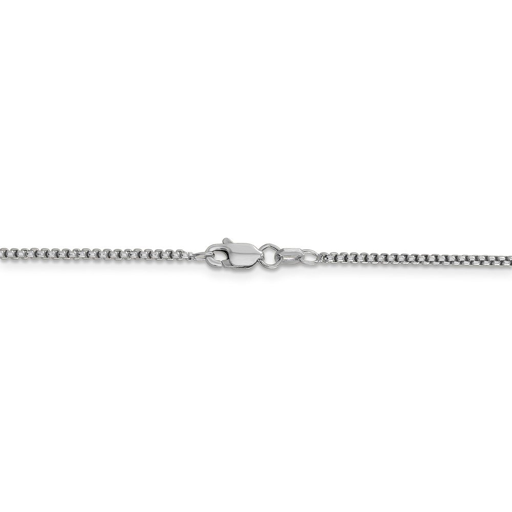 14k White Gold 1.5mm Round Box Chain Necklace - with Secure Lobster Lock Clasp 16"