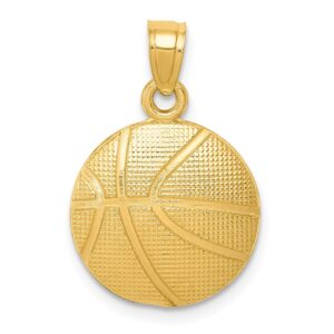 solid 10k yellow gold basketball pendant charm