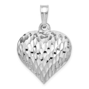 sonia jewels 925 sterling silver and diamond-cut heart pendant charm