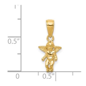 Solid 14k Yellow Gold Small Guardian Angel Pendant Charm - 19mm x 9mm