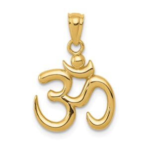 Solid 14k Yellow Gold Om Symbol Pendant Charm