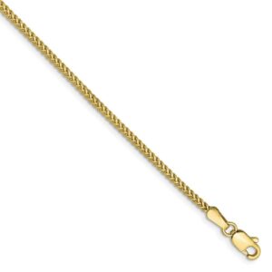 Solid 10k Yellow Gold 1.3mm Franco Bracelet - with Secure Lobster Lock Clasp 8"