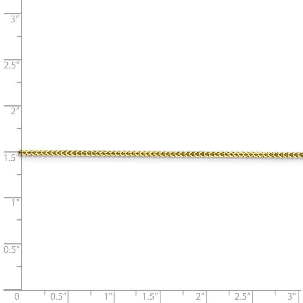 Solid 10k Yellow Gold 1.3mm Franco Bracelet - with Secure Lobster Lock Clasp 8"