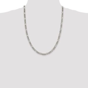 Solid 925 Sterling Silver 5.5mm Figaro Chain Necklace - with Secure Lobster Lock Clasp 24"