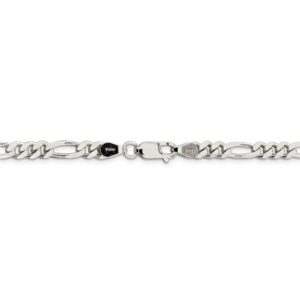 Solid 925 Sterling Silver 5.5mm Figaro Chain Necklace - with Secure Lobster Lock Clasp 24"