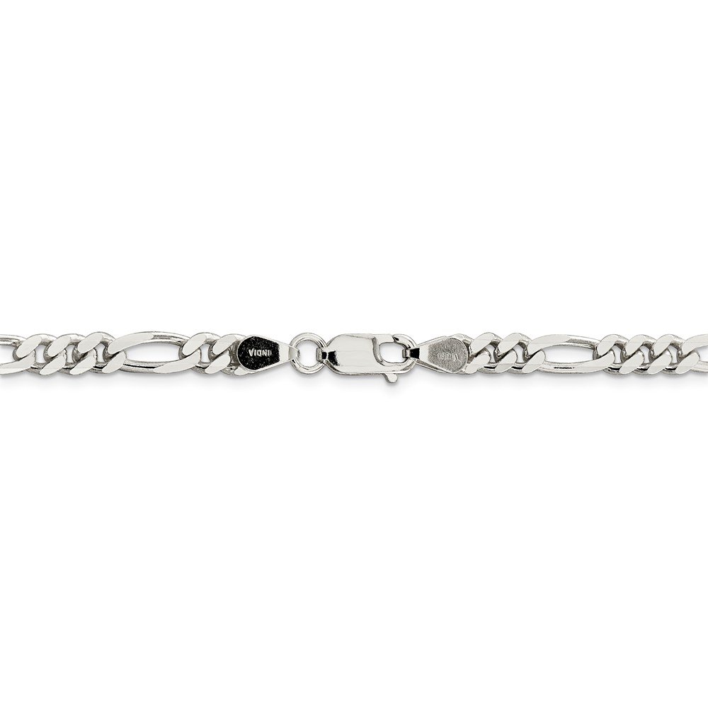 Solid 925 Sterling Silver 5.5mm Figaro Chain Necklace - with Secure Lobster Lock Clasp 24"