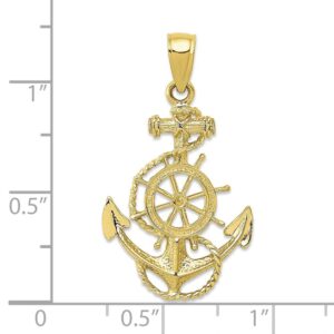 Solid 10k Yellow Gold Anchor and Wheel Pendant Charm