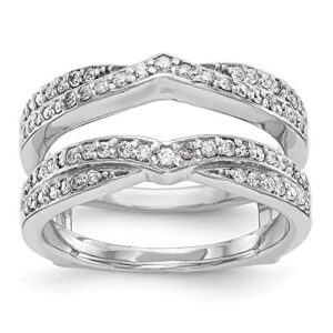 Solid 14K White Gold Engagement Wedding Ring Diamond Guard Size 7 (.498 cttw.)