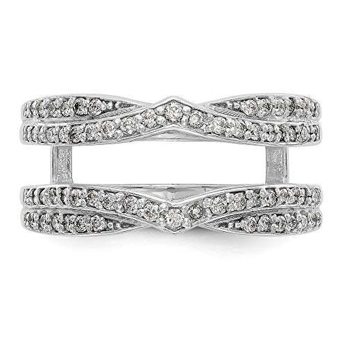 Solid 14K White Gold Engagement Wedding Ring Diamond Guard Size 7 (.498 cttw.)