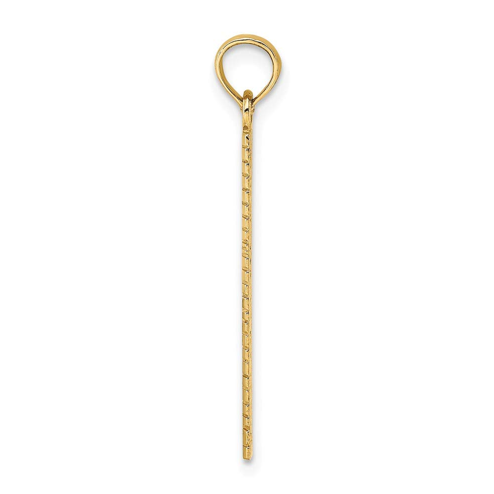 Solid 14k Yellow Gold Six Inch Ruler Charm Pendant - 21mm x 3mm