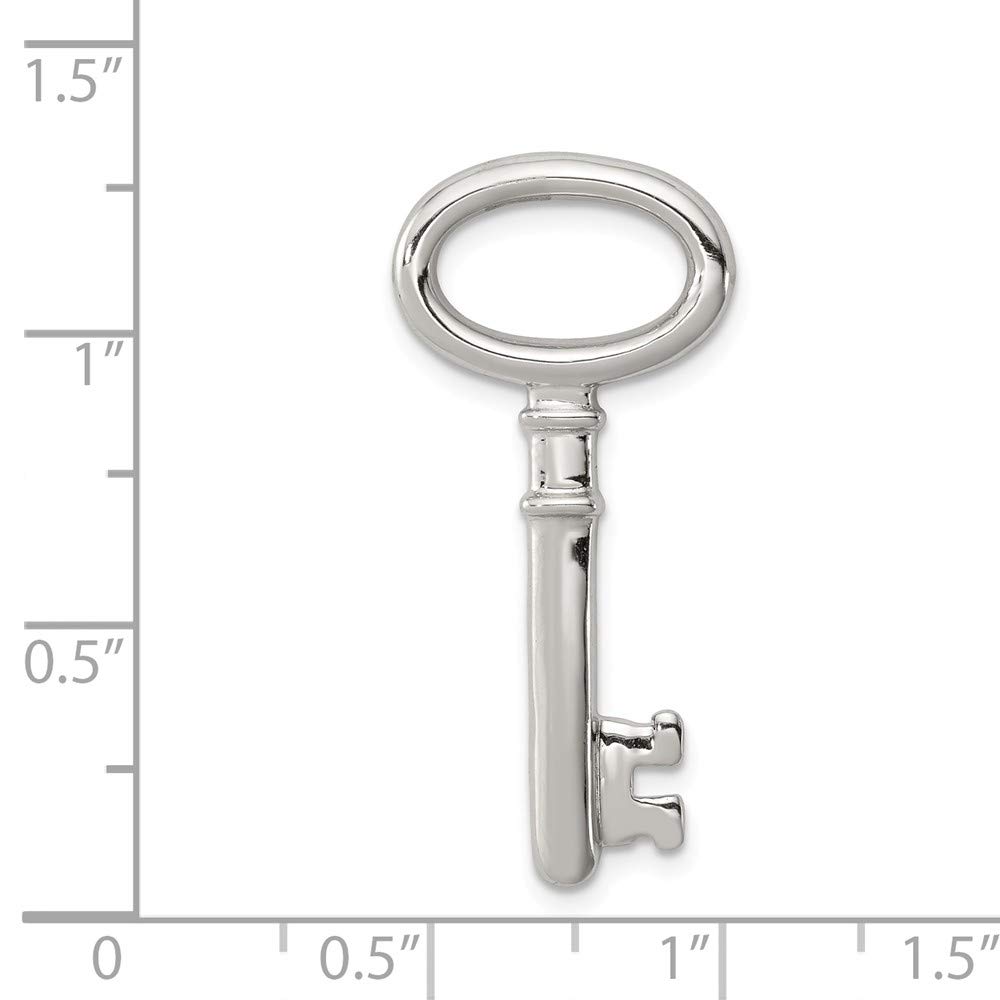 Solid 925 Sterling Silver Key Pendant Charm - 33mm x 15mm