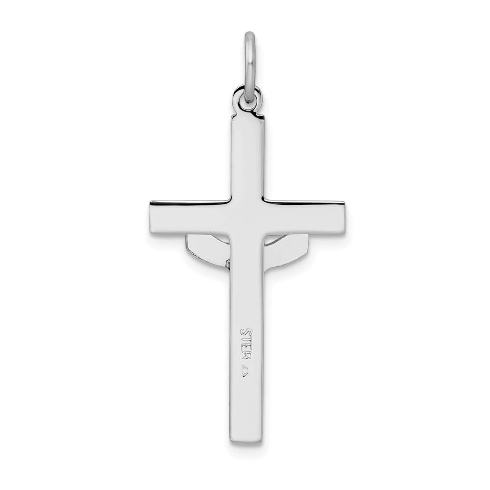 Solid 925 Sterling Silver Textured Risen Christ Cross Pendant Charm