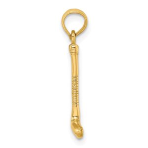 Solid 14k Yellow Gold Golf Club Charm Pendant - 16mm x 5mm