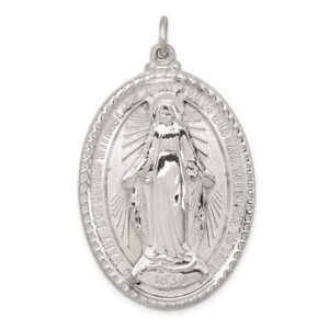 solid 925 sterling silver virgin mary pray for us charm miracle medal mary pendant charm medal - 43mm x 26mm