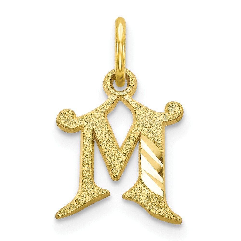 Solid 10k Yellow Gold Initial Letter M Alphabet Small Charm Pendant 1/2"