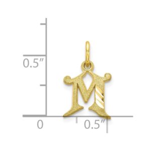 Solid 10k Yellow Gold Initial Letter M Alphabet Small Charm Pendant 1/2"