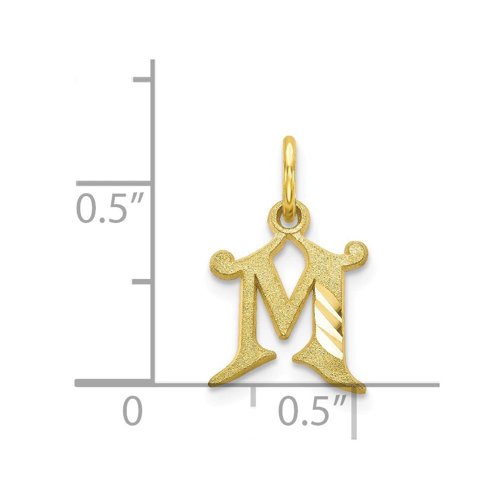 Solid 10k Yellow Gold Initial Letter M Alphabet Small Charm Pendant 1/2"