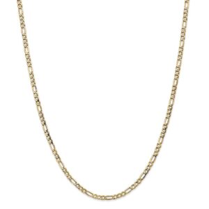 sonia jewels 14k yellow gold 3.5mm figaro chain necklace - with secure lobster lock clasp 24"